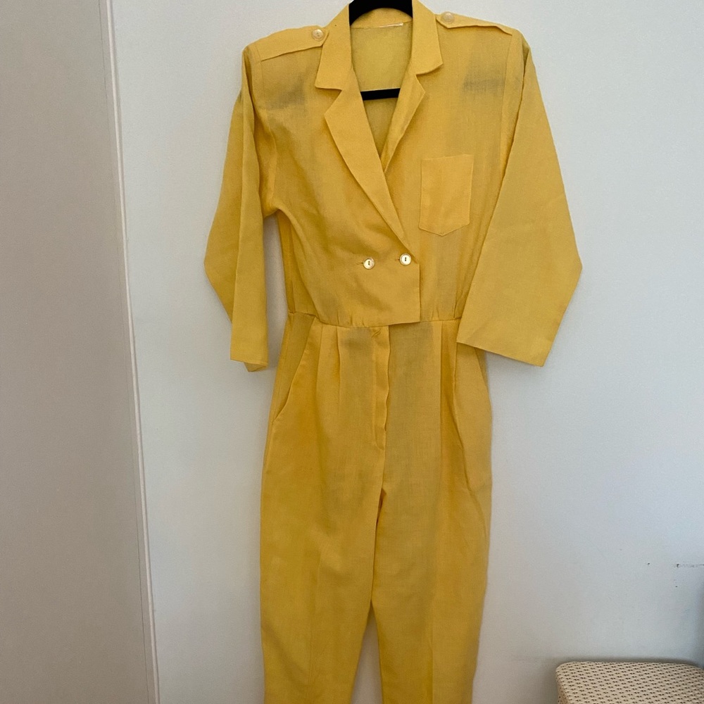 VINTAGE 80’s Yellow Jumpsuit size Small